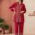 Embroidered Dark Red Cotton Blend Co Ords for Women