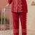 Embroidered Dark Red Cotton Blend Co Ords for Women