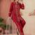 Embroidered Dark Red Cotton Blend Co Ords for Women