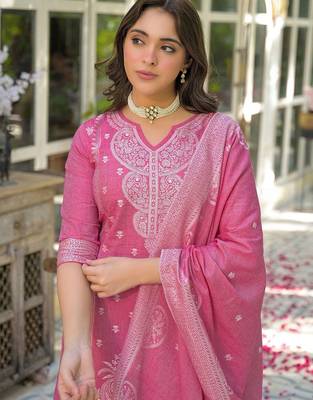 Women Ethnic Motifs Regular Kurta with Trousers & With Dupatta 6