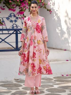 Women Printed Regular Kurta with Trousers & With Dupatta 5