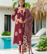 Women Printed Regular Kurta with Trousers & With Dupatta
