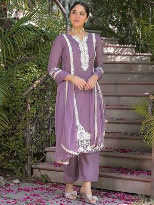 Women Ethnic Motifs Embroidered Regular Thread Work Kurta with Trousers & With Dupatta 3