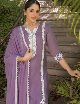 Women Ethnic Motifs Embroidered Regular Thread Work Kurta with Trousers & With Dupatta 6