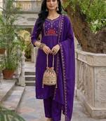 Women Ethnic Motifs Embroidered Regular Thread Work Kurta with Trousers & With Dupatta
