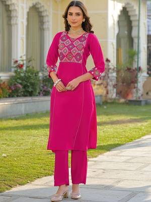 Women Ethnic Motifs Embroidered Regular Thread Work Kurta with Trousers & With Dupatta 4
