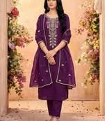 Women Ethnic Motifs Embroidered Regular Thread Work Kurta with Trousers & With Dupatta