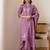 Floral Embroidered V-Neck Thread Work Straight Kurta With Trousers & Dupatta