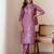 Floral Embroidered V-Neck Thread Work Straight Kurta With Trousers & Dupatta