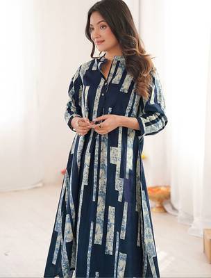 Printed Navy Blue Cotton Co Ords for Women 4