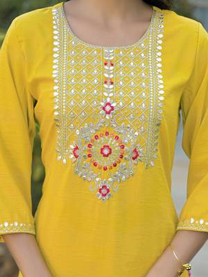 Women Embroidered Regular Sequinned Kurta with Trousers & With Dupatta 7