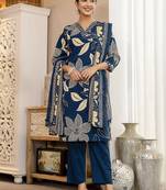 Women Floral Printed Regular Kurta with Trousers & With Dupatta