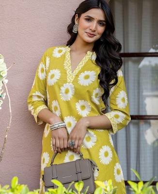 Printed Lime Green Viscose Rayon Co Ords for Women 2