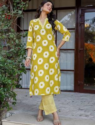 Printed Lime Green Viscose Rayon Co Ords for Women 5