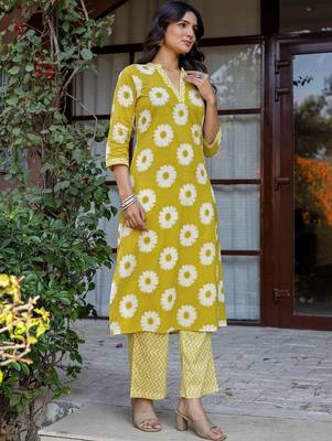 Printed Lime Green Viscose Rayon Co Ords for Women 6