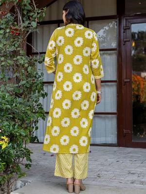 Printed Lime Green Viscose Rayon Co Ords for Women 7