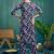 Floral Printed Dark Blue Cotton Blend Co Ords for Women