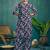 Floral Printed Dark Blue Cotton Blend Co Ords for Women