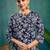 Floral Printed Dark Blue Cotton Blend Co Ords for Women