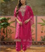 Women Ethnic Motifs Embroidered Regular Kurta with Trousers & With Dupatta