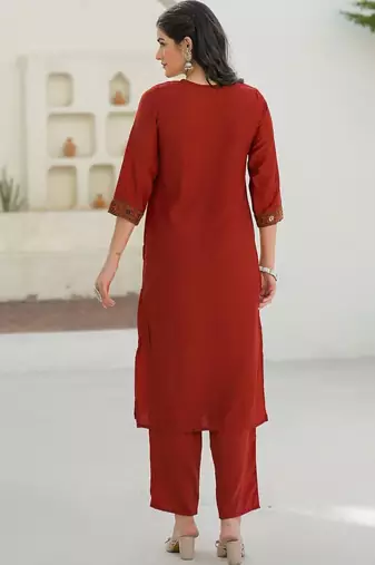 Women Ethnic Motifs Embroidered Regular Thread Work Kurta with Trousers & With Dupatta