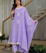 Women Ethnic Motifs Embroidered Regular Thread Work Kurta with Palazzos & With Dupatta