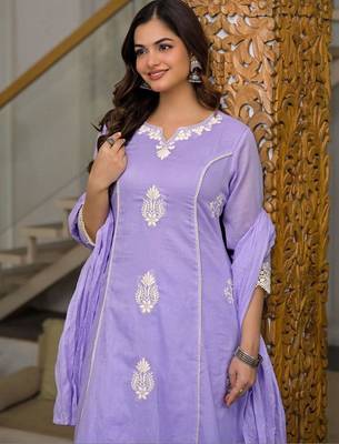 Women Ethnic Motifs Embroidered Regular Thread Work Kurta with Palazzos & With Dupatta 2