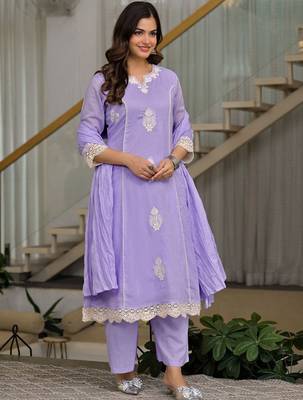 Women Ethnic Motifs Embroidered Regular Thread Work Kurta with Palazzos & With Dupatta 4