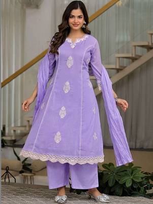 Women Ethnic Motifs Embroidered Regular Thread Work Kurta with Palazzos & With Dupatta 5