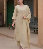 Ethnic Motifs Embroidered Regular Thread Work Kurta with Trousers & With Dupatta