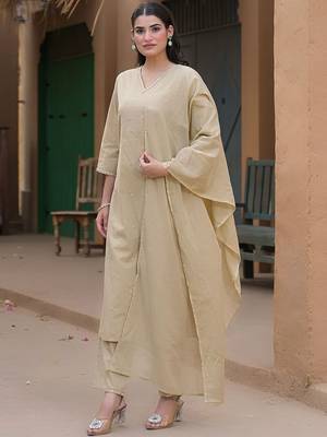 Ethnic Motifs Embroidered Regular Thread Work Kurta with Trousers & With Dupatta 6