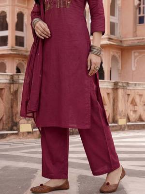 Women Ethnic Motifs Embroidered Regular Thread Work Kurta with Trousers & With Dupatta 4