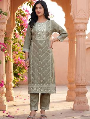 Women Ethnic Motifs Embroidered Regular Thread Work Kurta with Trousers & With Dupatta 4