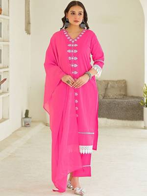 Women Ethnic Motifs Embroidered Regular Thread Work Kurta with Trousers & With Dupatta 2