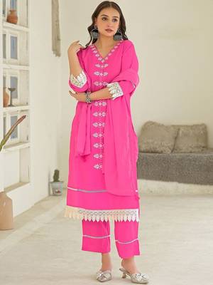 Women Ethnic Motifs Embroidered Regular Thread Work Kurta with Trousers & With Dupatta 4