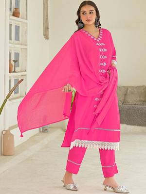 Women Ethnic Motifs Embroidered Regular Thread Work Kurta with Trousers & With Dupatta 6