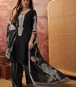 Women Ethnic Motifs Embroidered Regular Thread Work Kurta with Palazzos & With Dupatta
