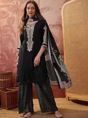 Women Ethnic Motifs Embroidered Regular Thread Work Kurta with Palazzos & With Dupatta 2
