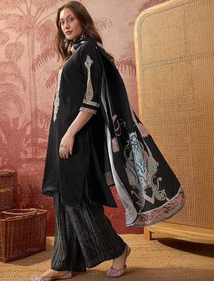Women Ethnic Motifs Embroidered Regular Thread Work Kurta with Palazzos & With Dupatta 6