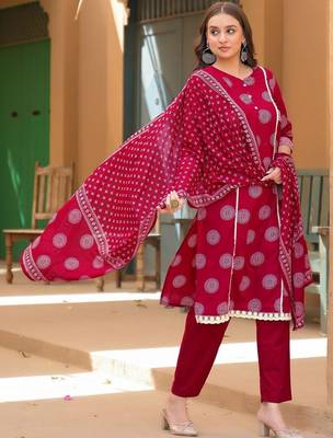 Women Ethnic Motifs Printed Regular Kurta with Trousers & With Dupatta 6