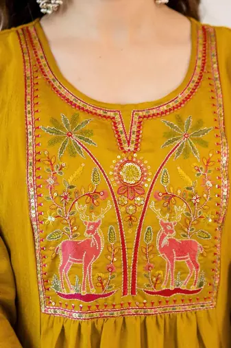 Women Embroidered Regular Kurta with Trousers & With Dupatta