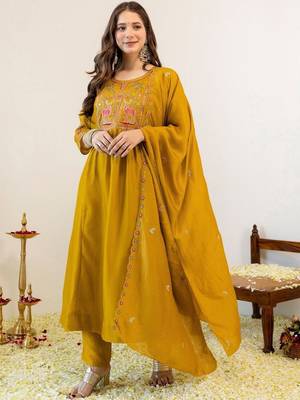 Women Embroidered Regular Kurta with Trousers & With Dupatta 6