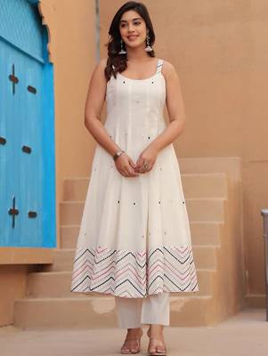 Women Embroidered Regular Pure Cotton Kurta with Trousers & With Dupatta 5