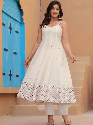 Women Embroidered Regular Pure Cotton Kurta with Trousers & With Dupatta 7