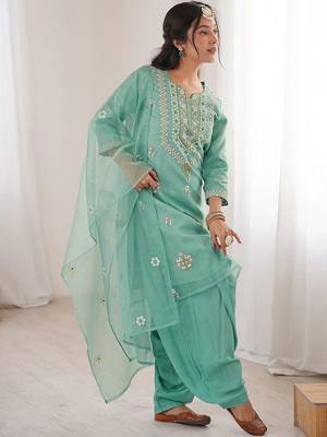 Women Embroidered Regular Kurta with Trousers & With Dupatta 6