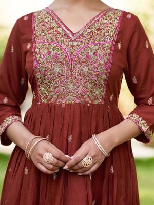 Women Embroidered Regular Pure Cotton Kurta with Trousers & With Dupatta 4