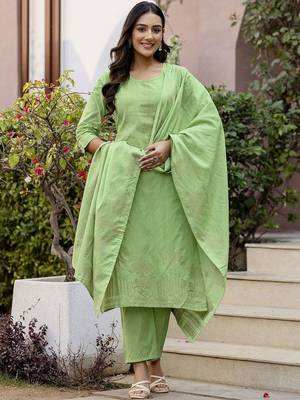 Women Embroidered Regular Kurta with Pyjamas & With Dupatta 1