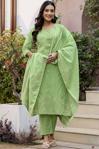 Women Embroidered Regular Kurta with Pyjamas & With Dupatta