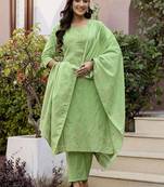 Women Embroidered Regular Kurta with Pyjamas & With Dupatta