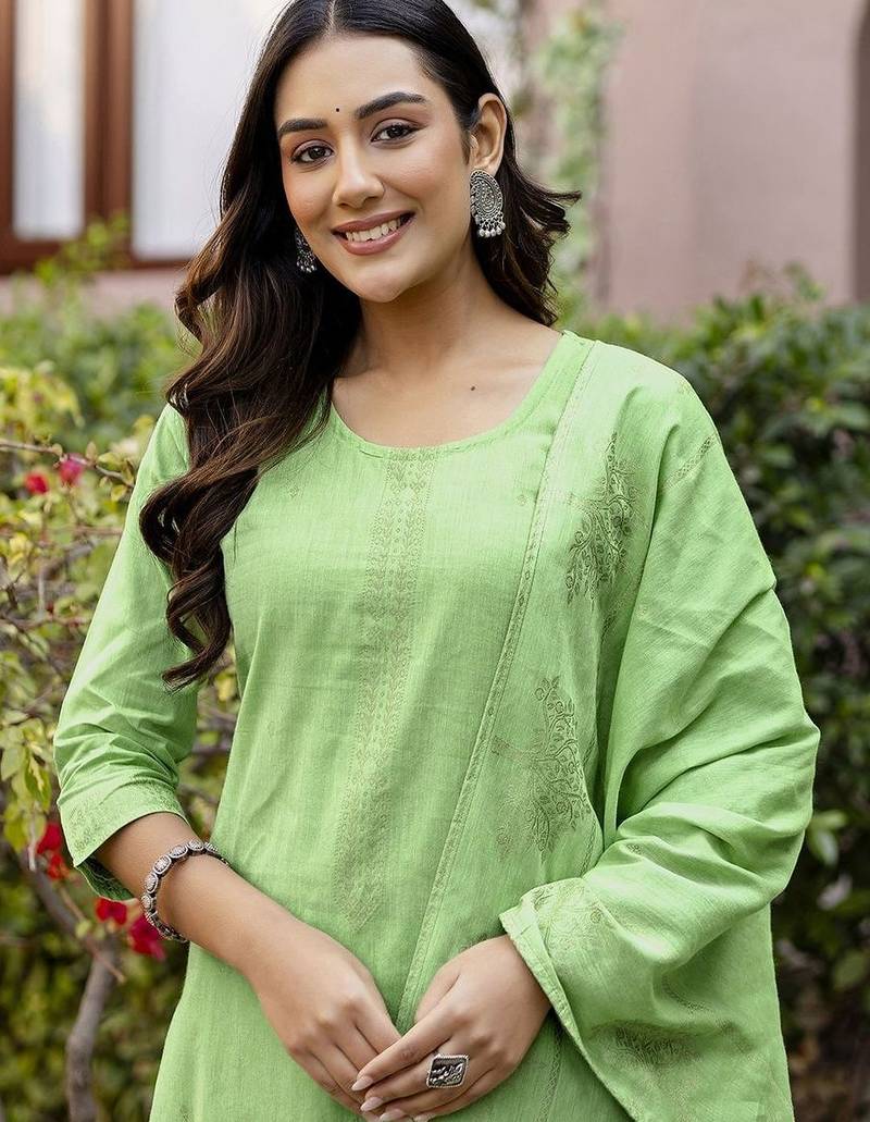 Women Embroidered Regular Kurta with Pyjamas & With Dupatta